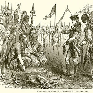General Burgoyne addressing the Indians (engraving)