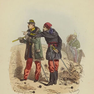 General et Officier de Zouaves, Tenue de guerre, 1854 (coloured engraving)