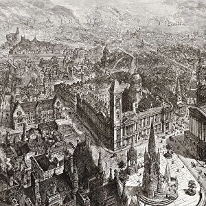 General view of Birmingham, West Midlands, England (engraving)
