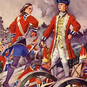 General Wolfe in action on the Heights of Abraham (colour litho)