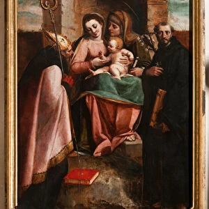 Genoa, Duomo (St Lawrence Cathedral), inside, Baptistery (formerly Church of St John the Old): "Madonna and Child among St Anne, St Nicholas of Bari and St Nicholas of Tolentino", by Luca Cambiaso
