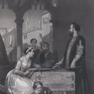 Gentile Bellini and the descendants of the great Enrico Dandolo (engraving)