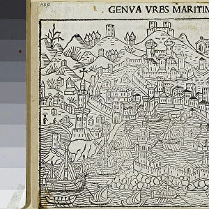Genua urbs maritima, From Supplementum chronicarum, by Jacopo Filippo Foresti, Venice 1486 (woodcut)