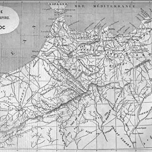 Geographic map of the empire of Morocco in 859. Engraving in "
