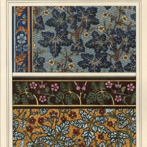 Geranium motifs in patterns for wallpaper and fabric, 1897 (lithograph)