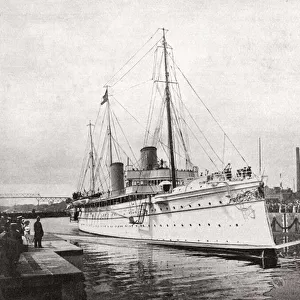 The German Kaisers yacht, the Hohenzollern II, in the Kiel Canal, Germany in 1914