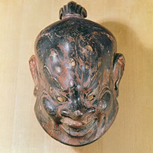 Gigaku mask, Nara Period (645-794) (polychrome wood)