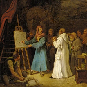 Giotto demonstrating the art of drawing in his studio (oil on canvas)