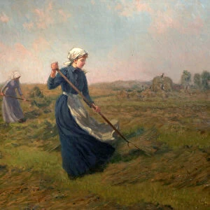 Girl Haymaking (oil on canvas)