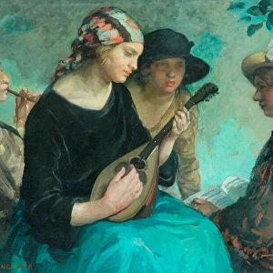 Girl with a Mandolin (oil on canvas)
