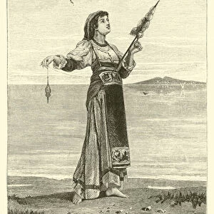 Girl of the mountains near Salerno (engraving)