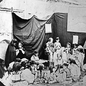 Girls school in Algiers, c. 1860 (b / w photo)