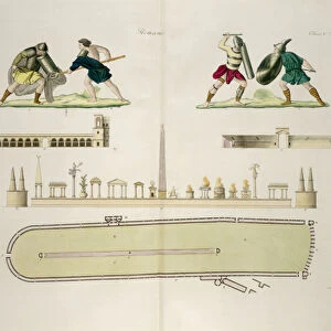 Gladiators and a plan of the circus of Caracalla, plate 23A
