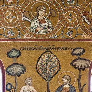 God introduces Adam into the Earthly Paradise, Old Testament Cycle-The Earthly Paradise, Byzantine mosaic, XII-XIII century (mosaic)