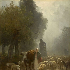 Going to Market on a Misty Morning, 1851 (oil on panel)