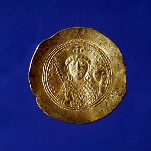 Gold coin with the effigy of Byzantine Emperor Constantine IX Monomaque (980 - 1055)