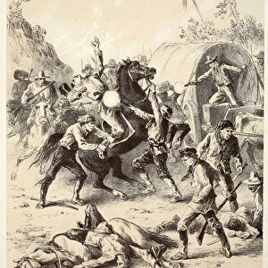 Gold escort attacked by Bush Rangers, from The History of Australasia by David Blair