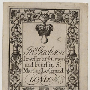 Goldsmiths and Silversmiths, In Jackson, trade card (engraving)