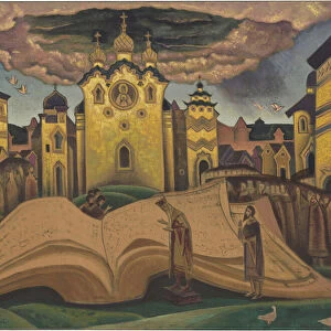 The Golubinaya Kniga (The Book of the Dove, le livre de la colombe) par Roerich, Nicholas (1874-1947). Tempera on canvas, size : 73, 5x101, 5, 1922-1923, State Oriental Art Museum, Moscow