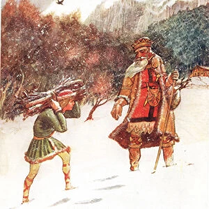 Good King Wenceslas, illustration from A Picture Song Book, 1910 (colour litho)