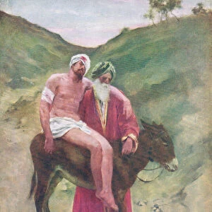 The good Samaritan, from The Bible Picture Book published by Thomas Nelson, c