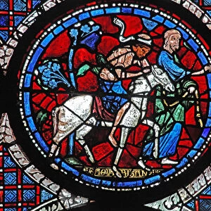 The Good Samaritan window: brings the victim to an inn (w44) (stained glass)