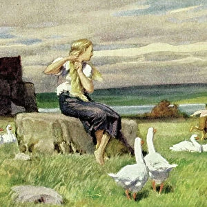 The Goose Girl (colour litho)