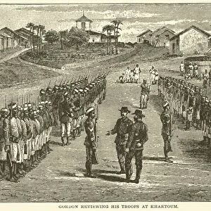 Gordon reviewing his Troops at Khartoum (engraving)