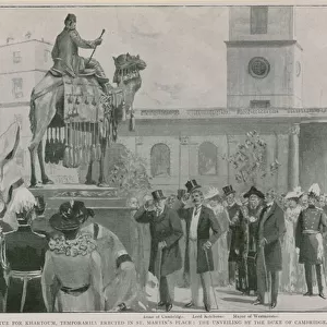 The Gordon statue for Khartoum, temporarily erected in St Martins Place (litho)