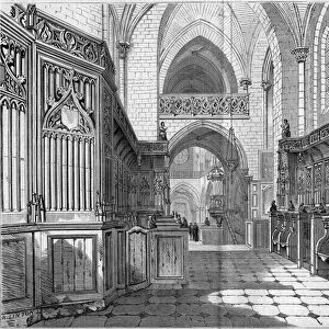 Gothic architecture, 1858: view of the choir stalls (15th century