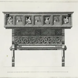 Gothic decorations, Plate XLIV from Collection of architectural ornaments of middle-ages in Byzantine and Gothic styles, 1859, by Carl Alexander Heideloff (1789-1865), published by Giovanni Brizeghel, Venice, Italy, 19th century