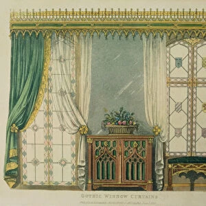 Gothic Window Curtains, plate 161 from Ackermanns Repository of Arts