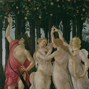 Detail of the Three Graces and Mercury, from the Primavera (tempera on panel