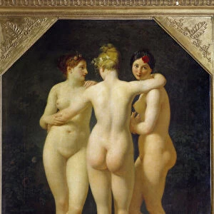 The three Graces. Painting by Jean Baptiste Regnault (1754-1829), 19th century. hs / t