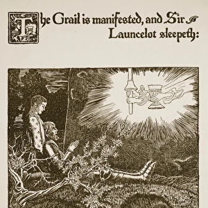 The Grail is manifested, and Sir Launcelot sleepeth, illustration from