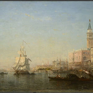The Grand Canal, Venice (Frigate and Gondola, Basin of San Marco), c. 1852 (oil on canvas)