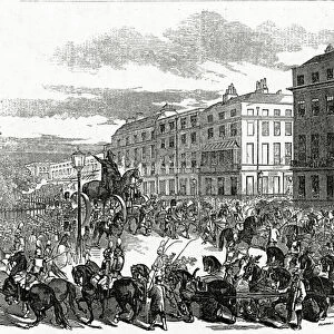 The Grand Procession of the Wellington Statue turning down Park Lane, published in