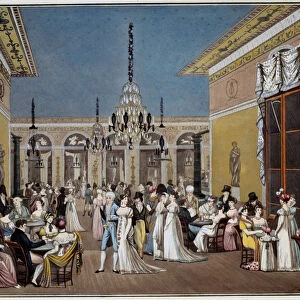 The Grand Salon of Cafe Frascati. Lithograph by Philibert-Louis Debucourt (1755-1832)