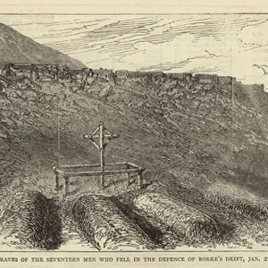 Graves of the Seventeen Men who fell in the Defence of Rorkes Drift, 22 January 1879 (engraving)