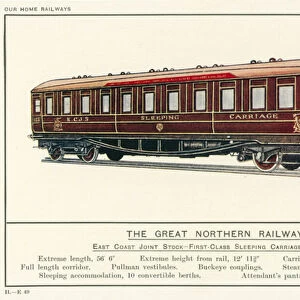 The Great Northern Railway, East Coast Joint Stock, First-Class Sleeping Carriage, No 165 (colour litho)