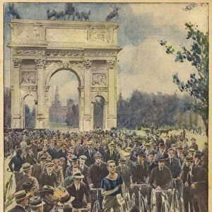 The great sporting events, the Milan Running Tour with over six hundred competitors (colour litho)