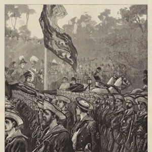 The Great Volunteer Review at Windsor, Naval Artillery Volunteers marching past the Queen (engraving)