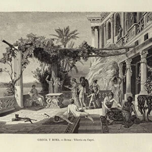 Greece and Rome - Rome: Tiberius in Capri (engraving)