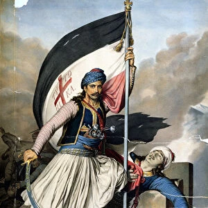 The Greek Rebellion, the standard bearer in Salona on Easter day 1821