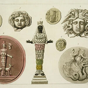 Greek statue and coins, plate 77 from Le Costume Ancien et Moderne
