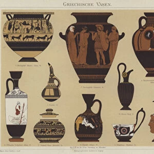 Greek vases (colour litho)
