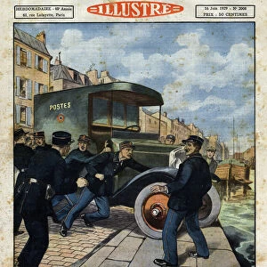 Greve of the Paris postal workers: Grevists try to precipitate a postal car in the Canal