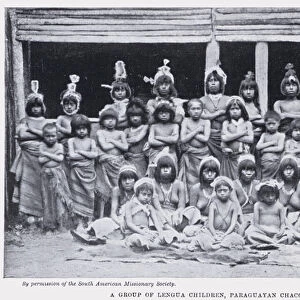A Group of Lengua Children, Paraguayan Chaco (b / w photo)