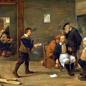 A group of men warming up in front of a chimney. Painting by David Teniers dit Le Jeune