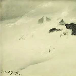 Grouse in a Snow Storm, 1890 (oil on canvas laid on board)